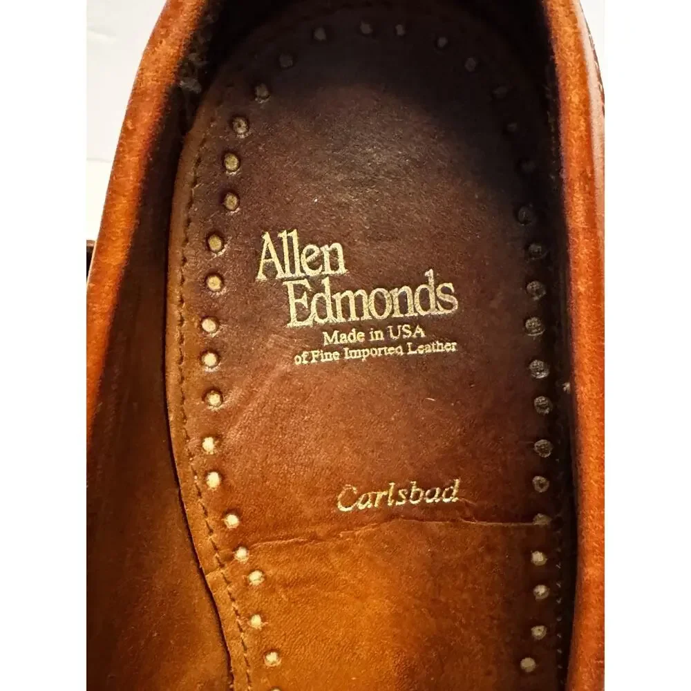 Allen Edmonds Carlsbad Loafers Brown Leather 11.5 E Slip On Woven Penny